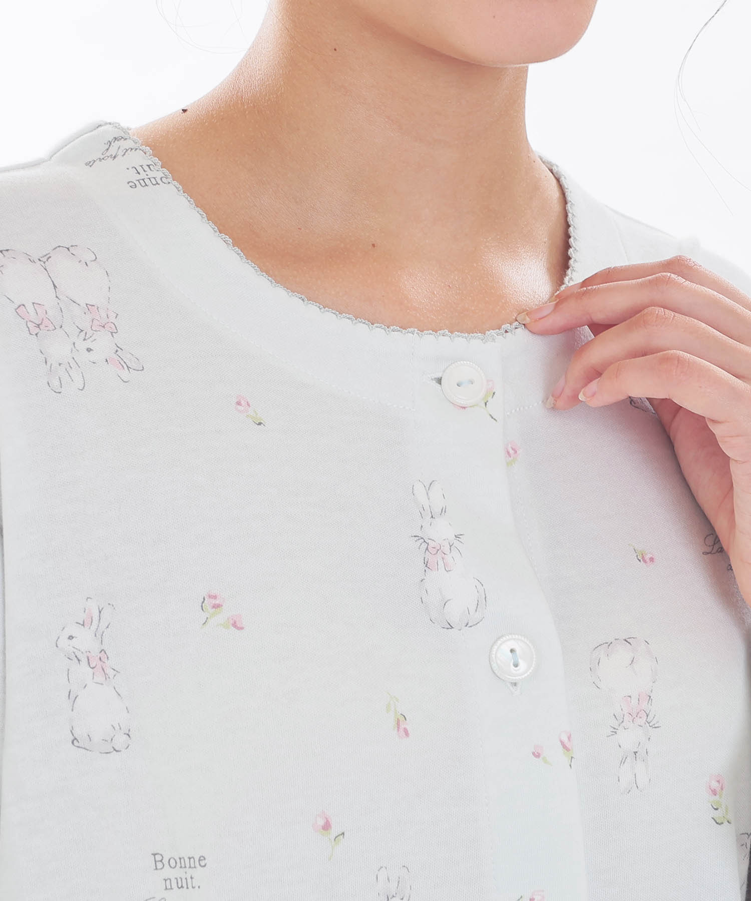 スムースうさぎローズペプラムパジャマ_パジャマ&ルームウェア-セットアップ_ブルー_3