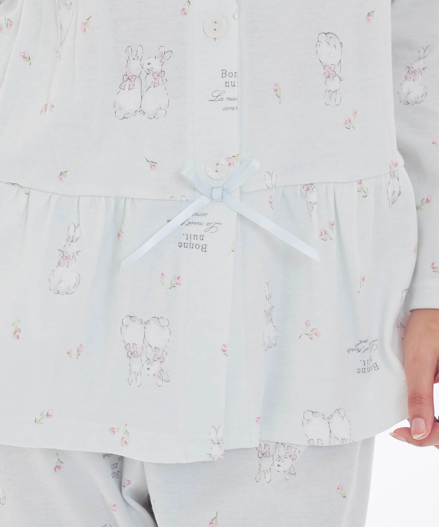 スムースうさぎローズペプラムパジャマ_パジャマ&ルームウェア-セットアップ_ブルー_4