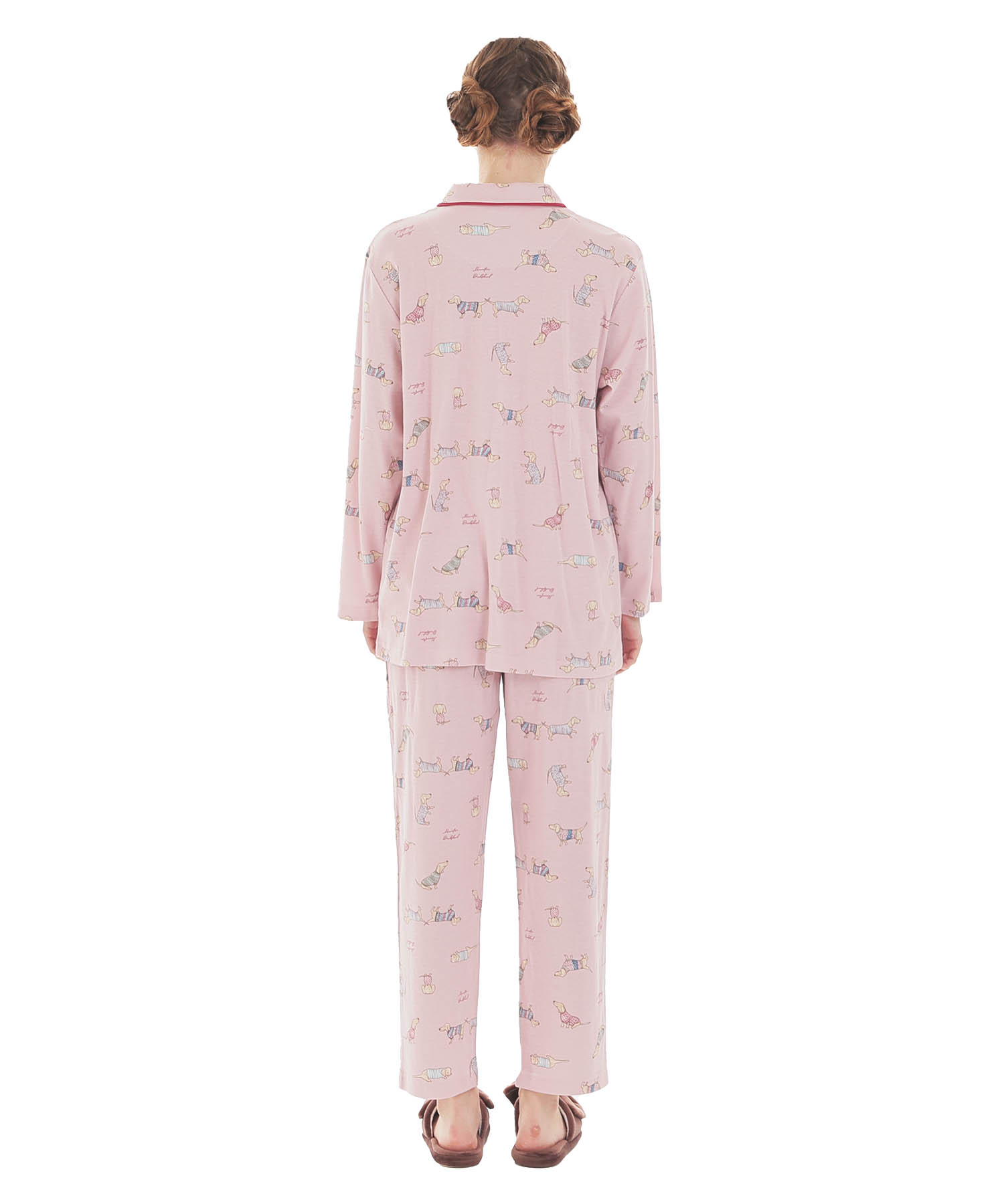 スムースダックスフンドシャツパジャマ_パジャマ&ルームウェア-セットアップ_ピンク_6