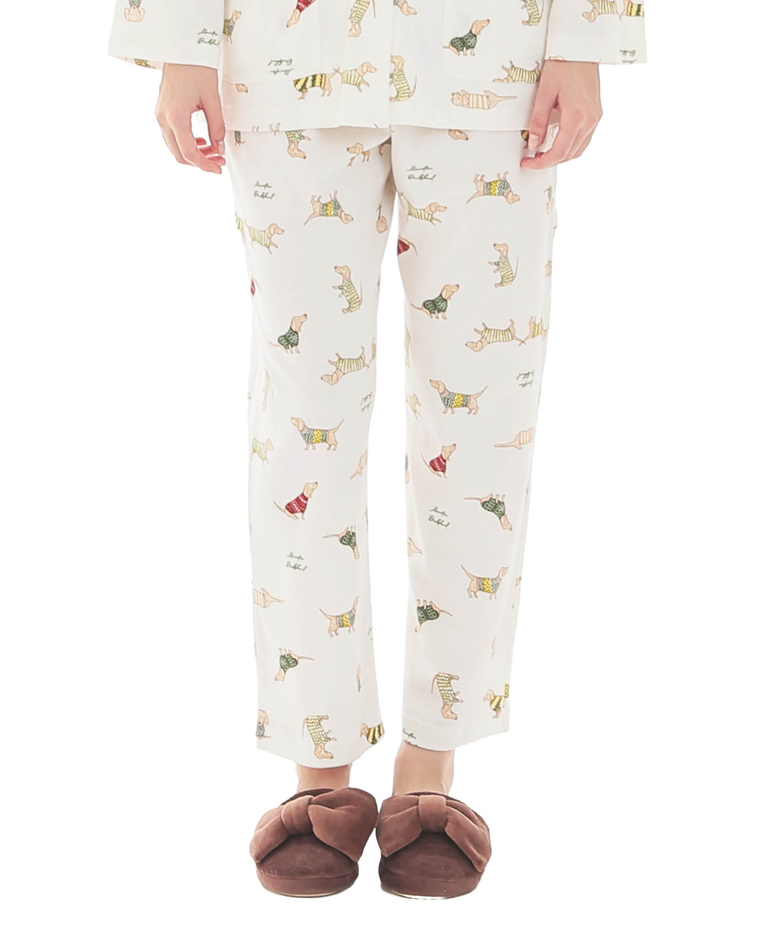 スムースダックスフンドシャツパジャマ_パジャマ&ルームウェア-セットアップ_ホワイト_5