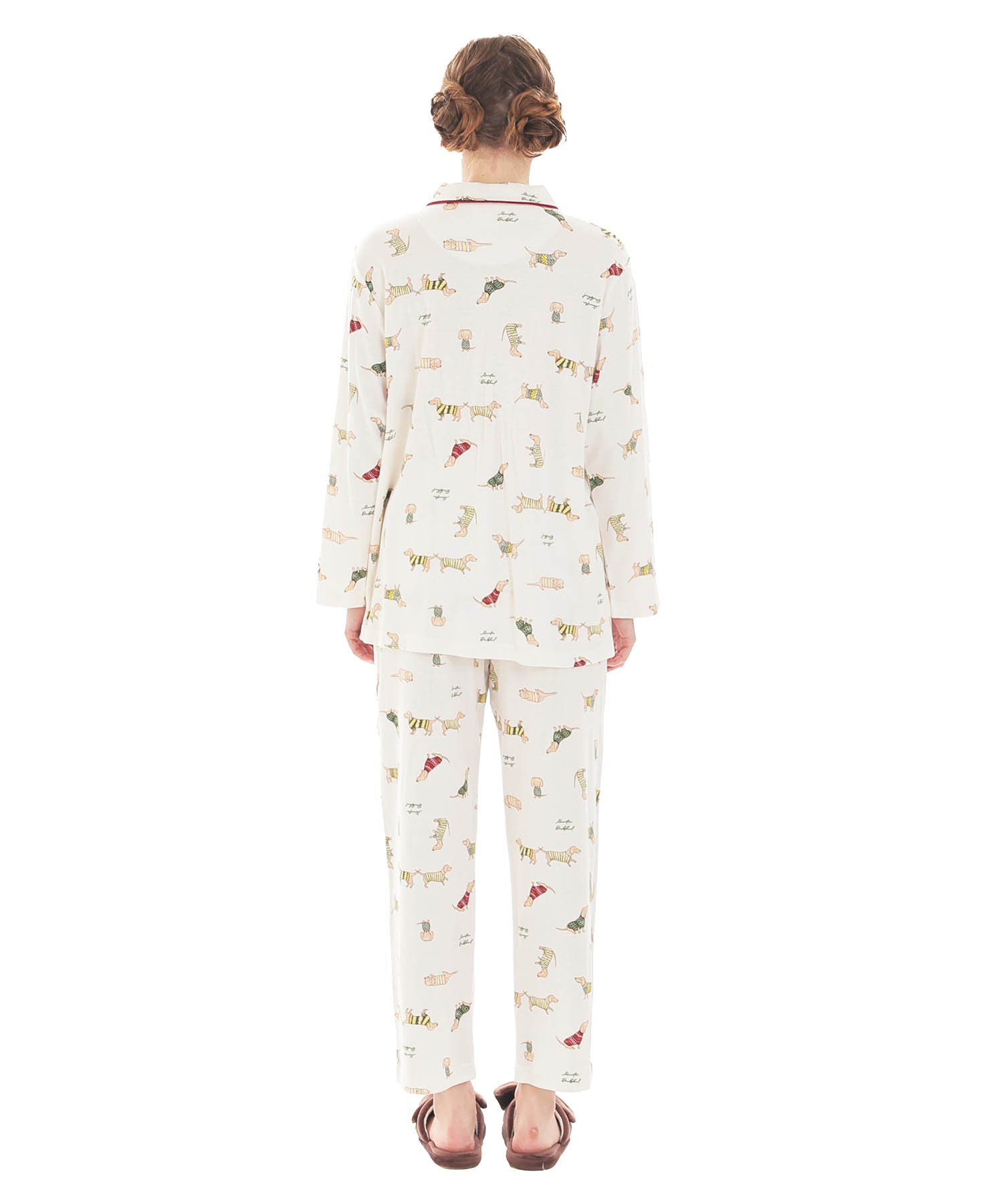 スムースダックスフンドシャツパジャマ_パジャマ&ルームウェア-セットアップ_ホワイト_6