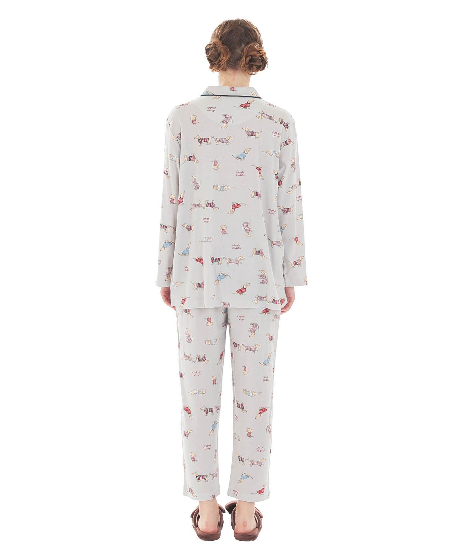 スムースダックスフンドシャツパジャマ_パジャマ&ルームウェア-セットアップ_グレー_6
