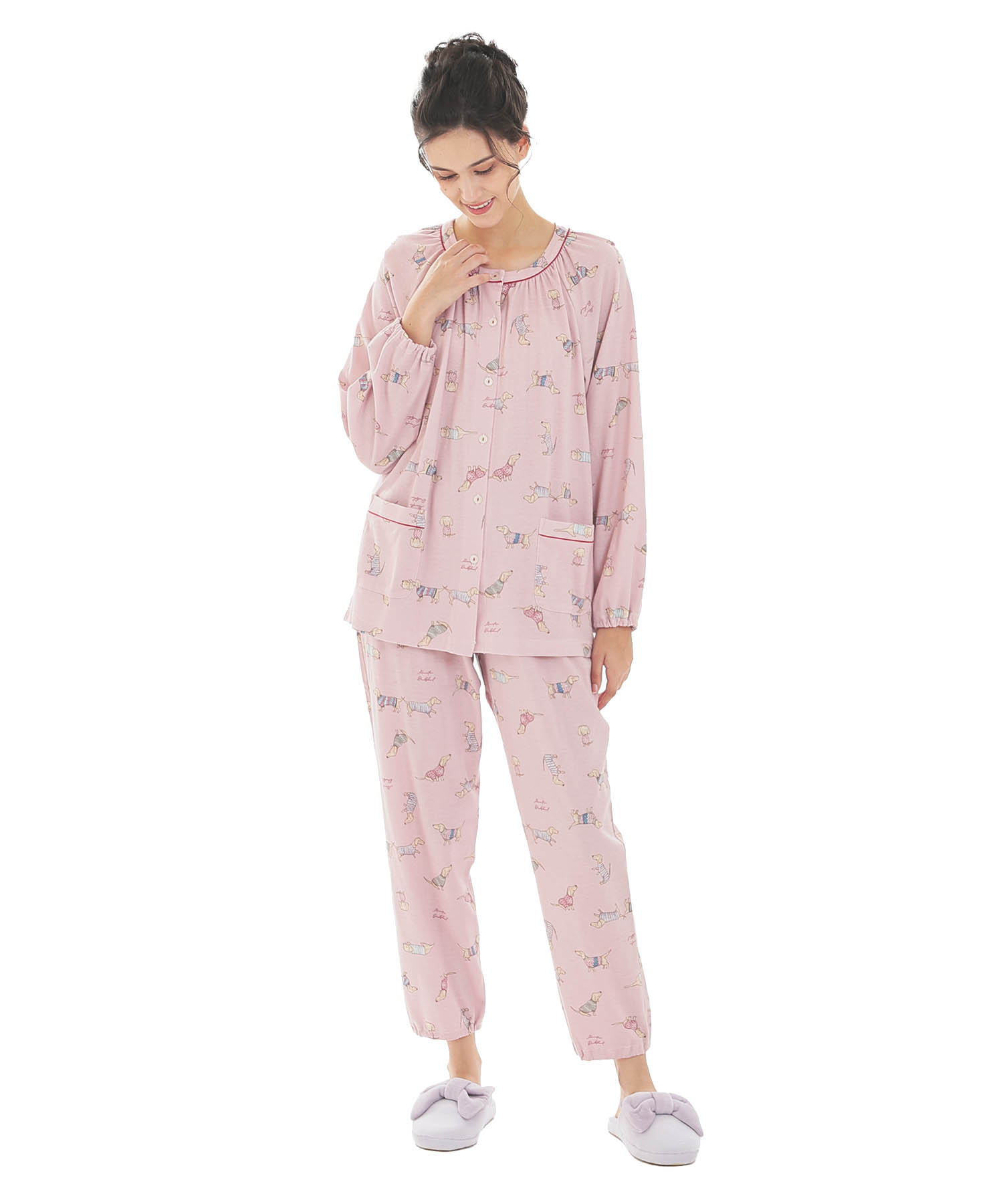 スムースダックスフンドパジャマ_パジャマ&ルームウェア-セットアップ_ピンク_2