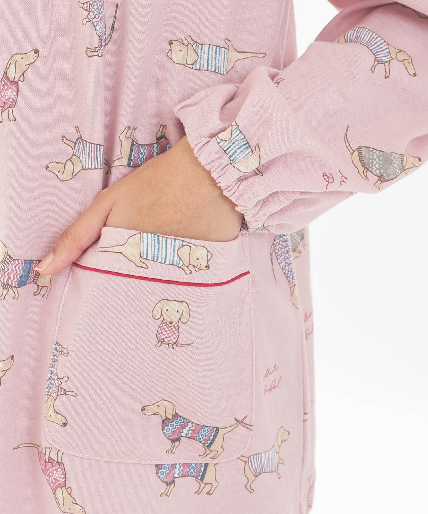 スムースダックスフンドパジャマ_パジャマ&ルームウェア-セットアップ_ピンク_4