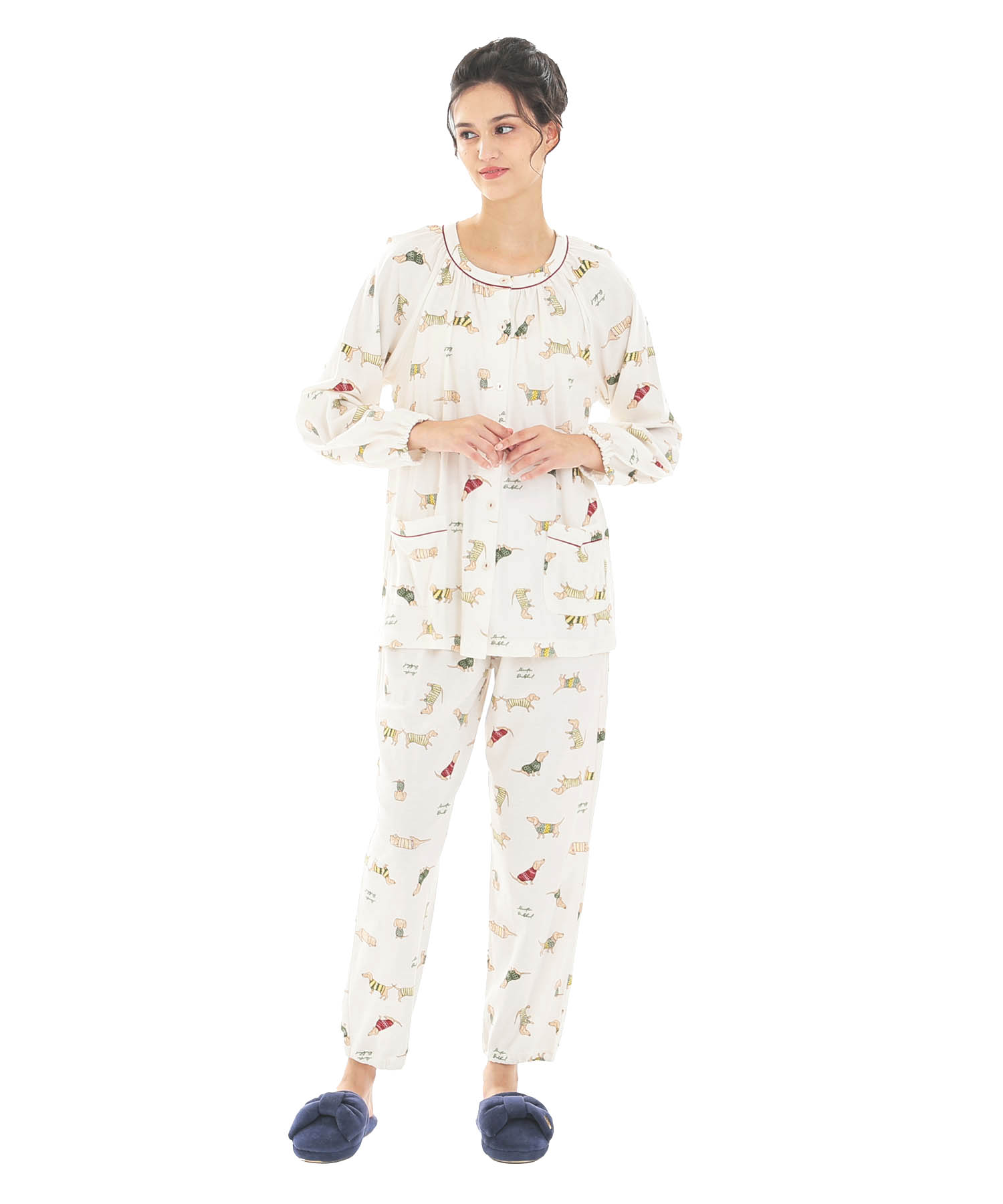 スムースダックスフンドパジャマ_パジャマ&ルームウェア-セットアップ_ホワイト_1