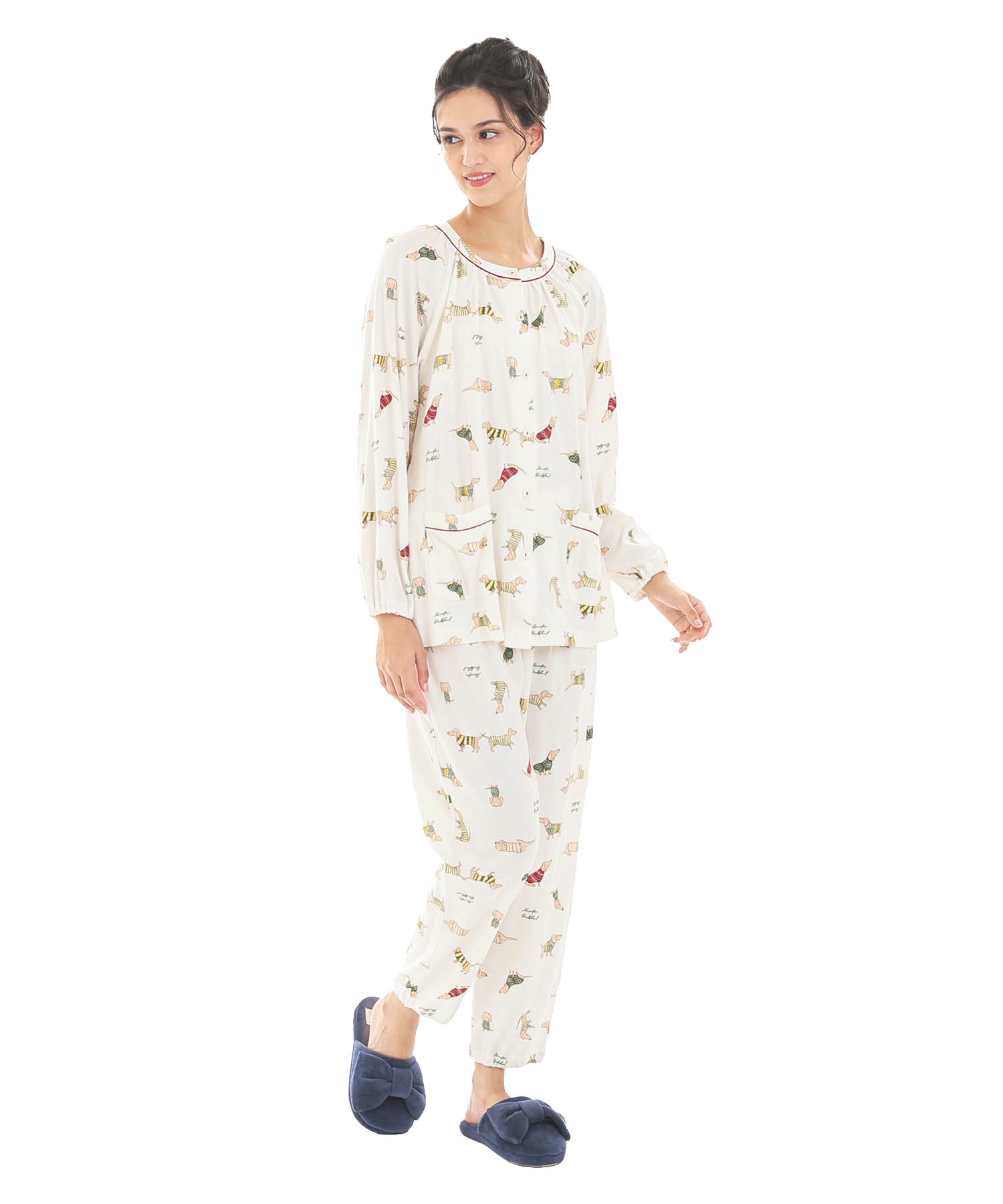 スムースダックスフンドパジャマ_パジャマ&ルームウェア-セットアップ_ホワイト_2