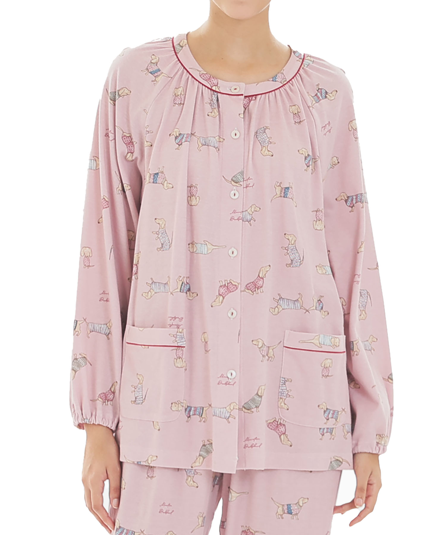 スムースダックスフンドパジャマ_パジャマ&ルームウェア-セットアップ_ピンク_0