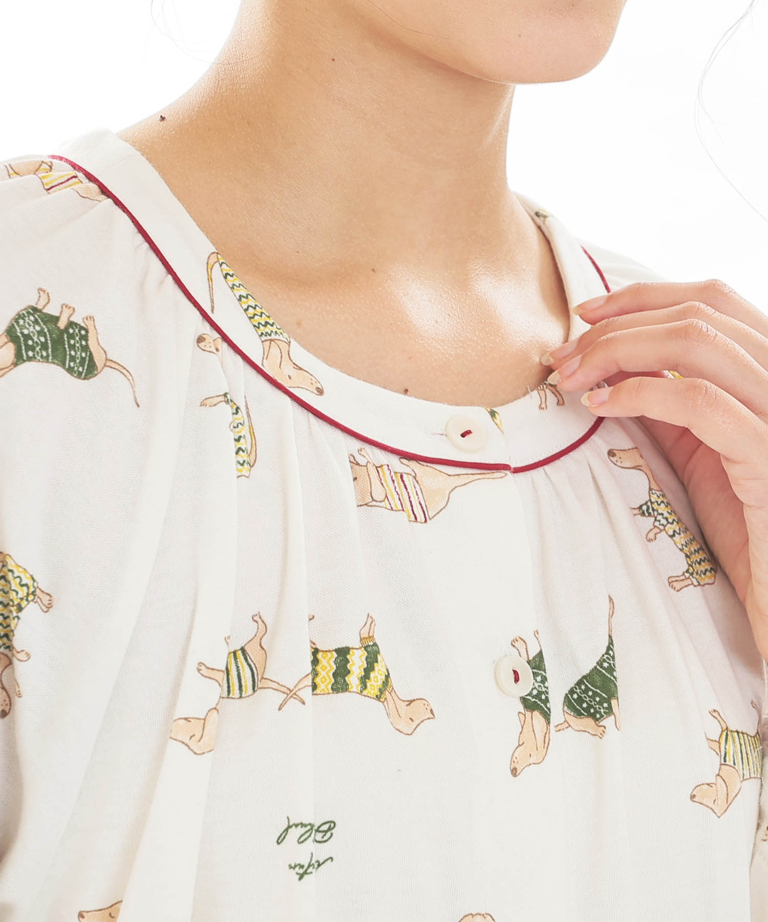 スムースダックスフンドパジャマ_パジャマ&ルームウェア-セットアップ_ホワイト_3