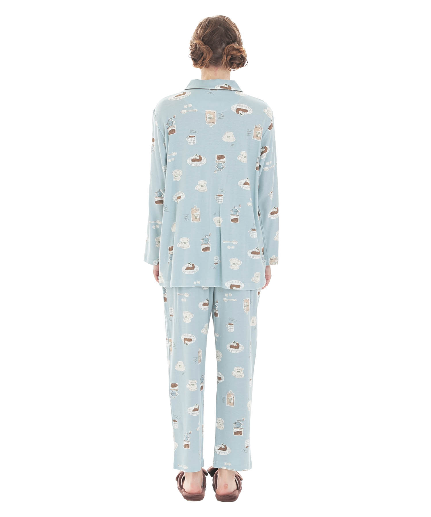 スムースコーヒーシャツパジャマ_パジャマ&ルームウェア-セットアップ_ブルー_6