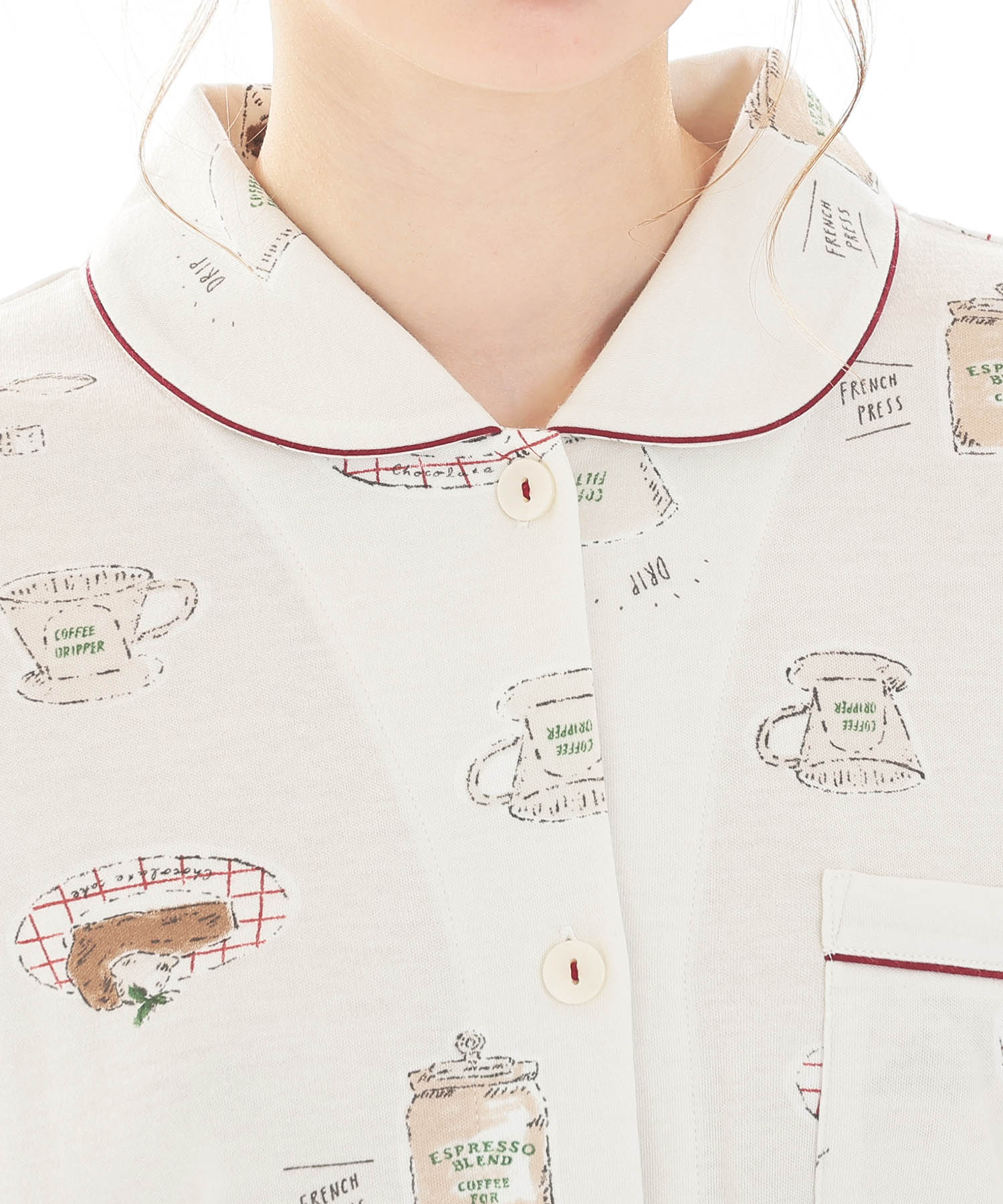 スムースコーヒーシャツパジャマ_パジャマ&ルームウェア-セットアップ_ホワイト_3