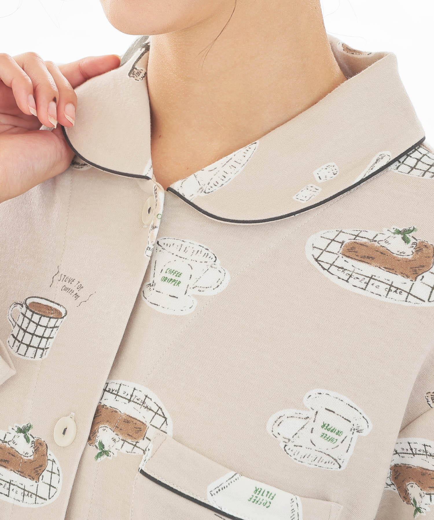 スムースコーヒーシャツパジャマ_パジャマ&ルームウェア-セットアップ_ブラウン_3