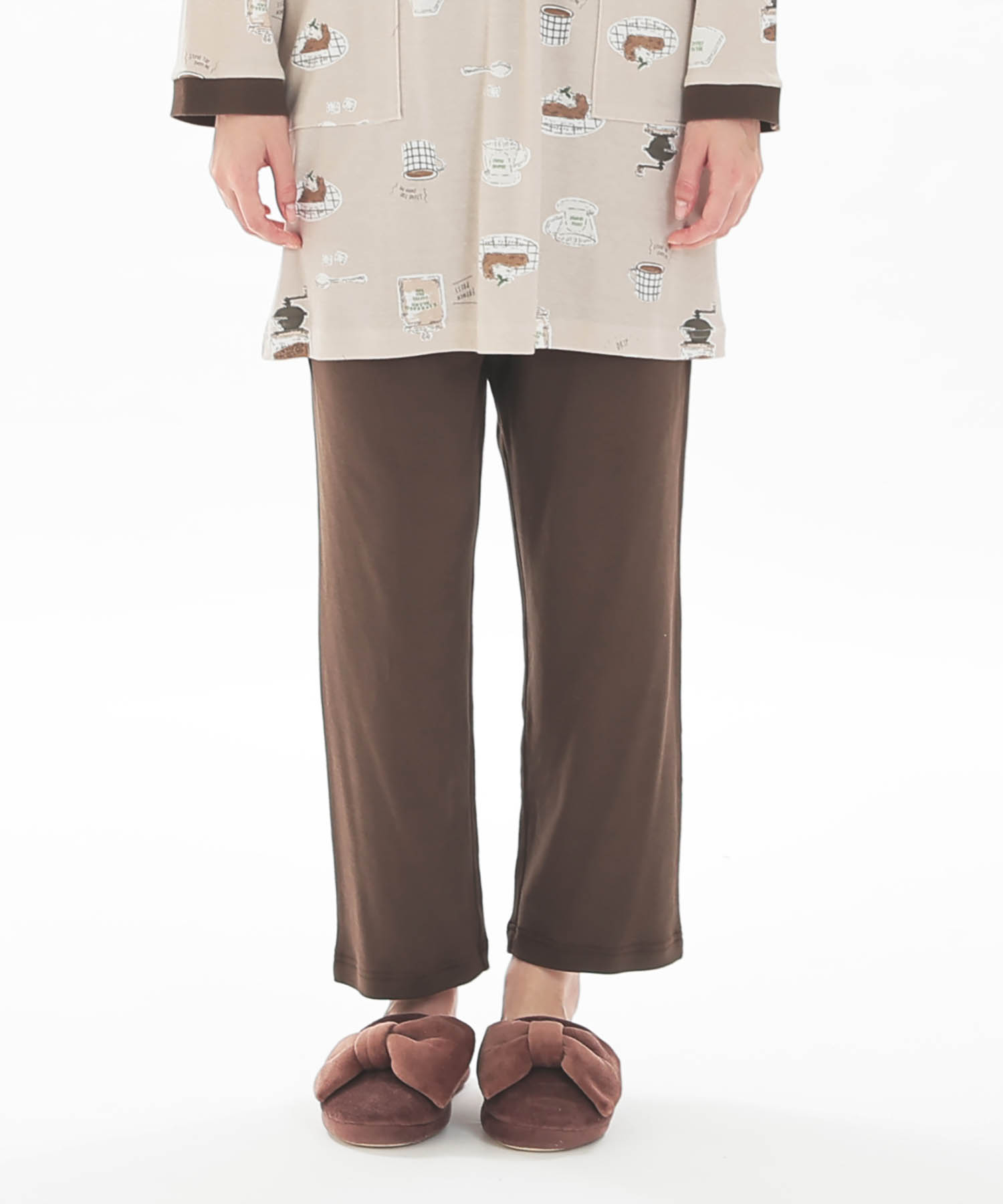 スムースコーヒーチュニックパジャマ_パジャマ&ルームウェア-セットアップ_ブラウン_5