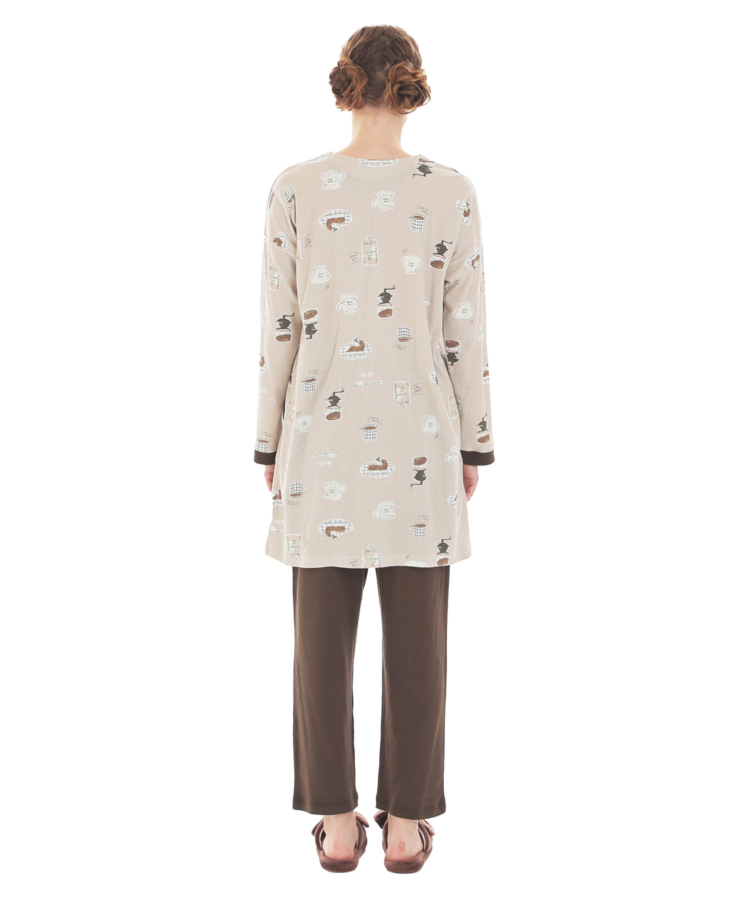 スムースコーヒーチュニックパジャマ_パジャマ&ルームウェア-セットアップ_ブラウン_6