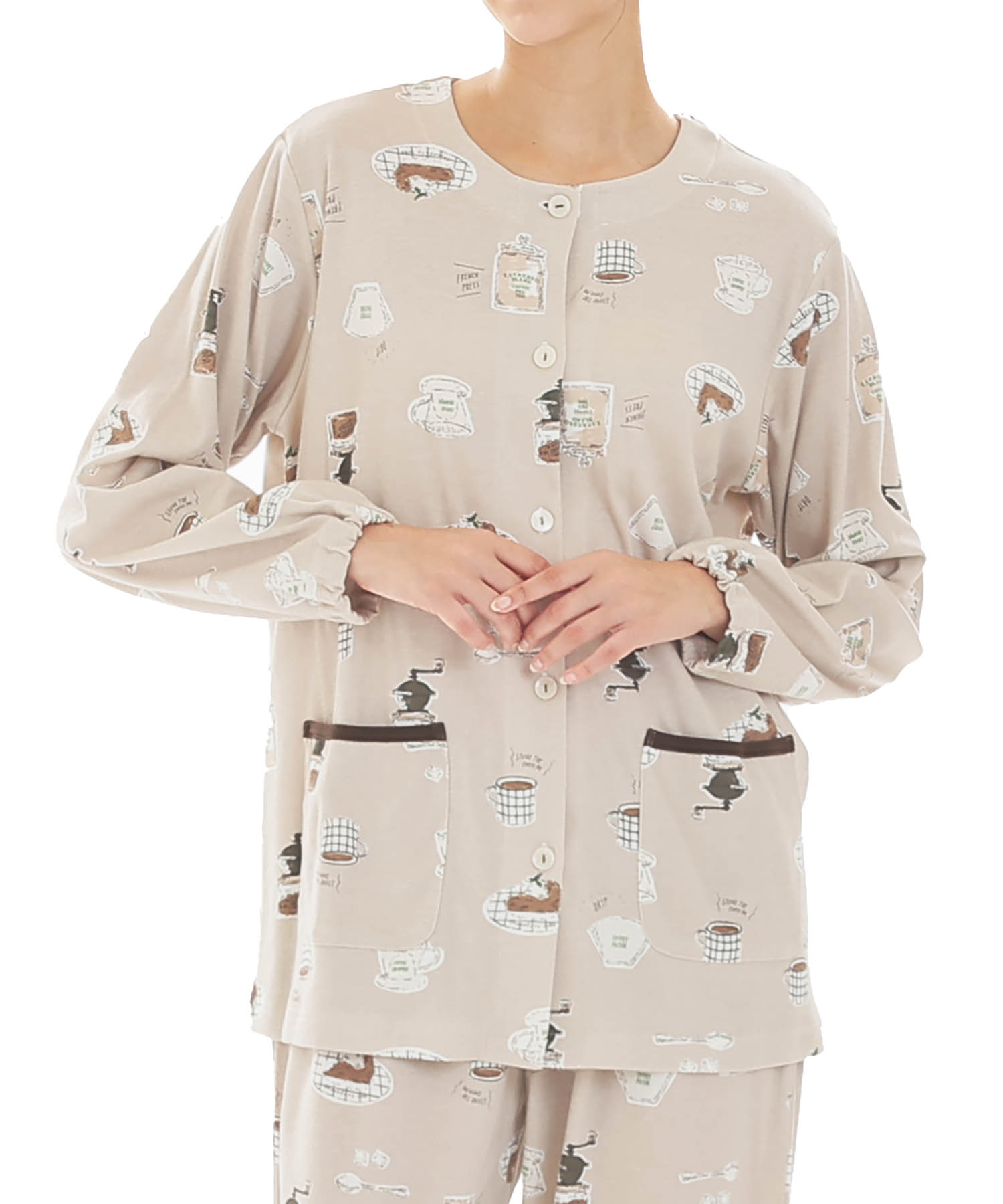 スムースコーヒーパジャマ_パジャマ&ルームウェア-セットアップ_ブラウン_0
