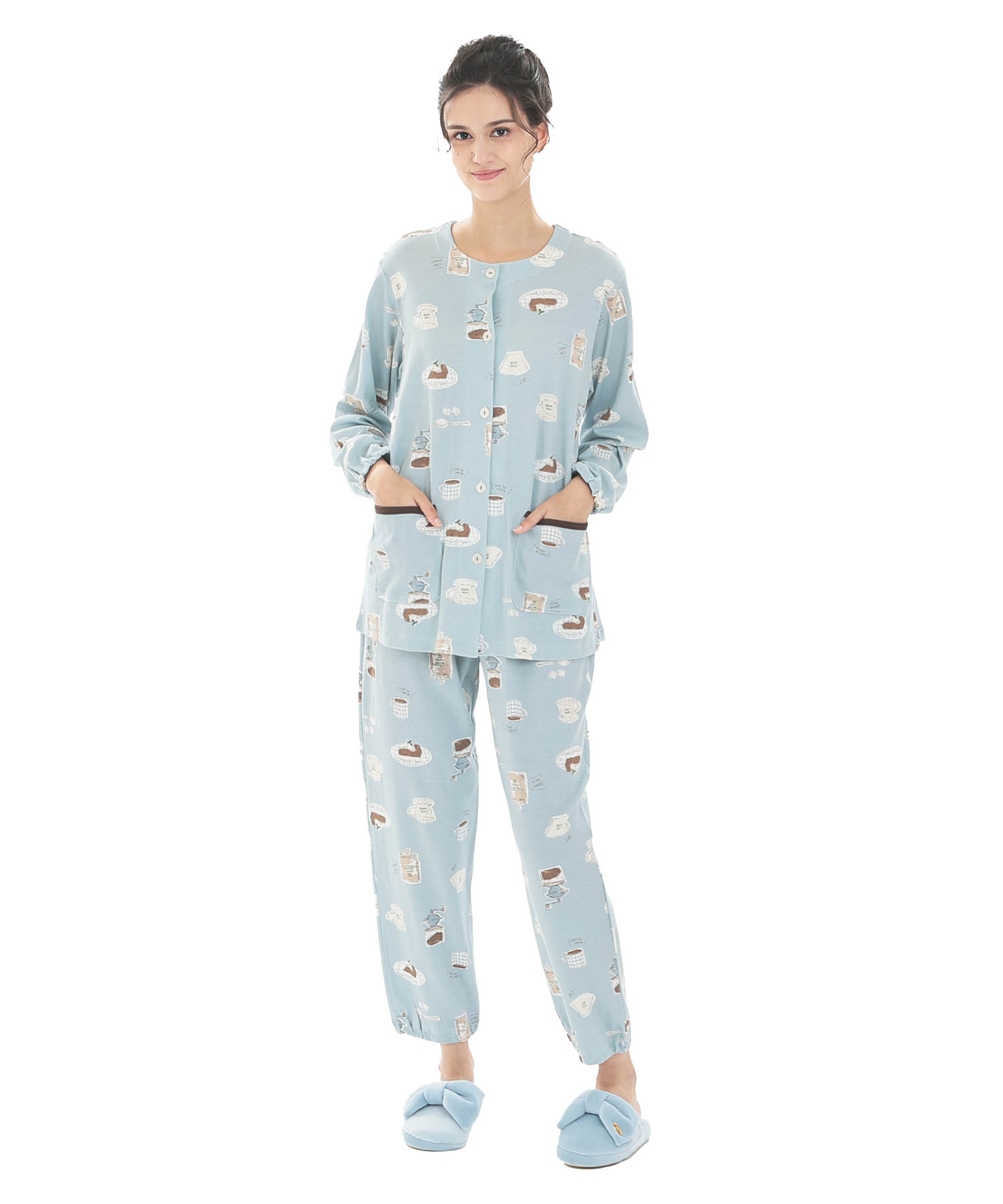 スムースコーヒーパジャマ_パジャマ&ルームウェア-セットアップ_ブルー_2