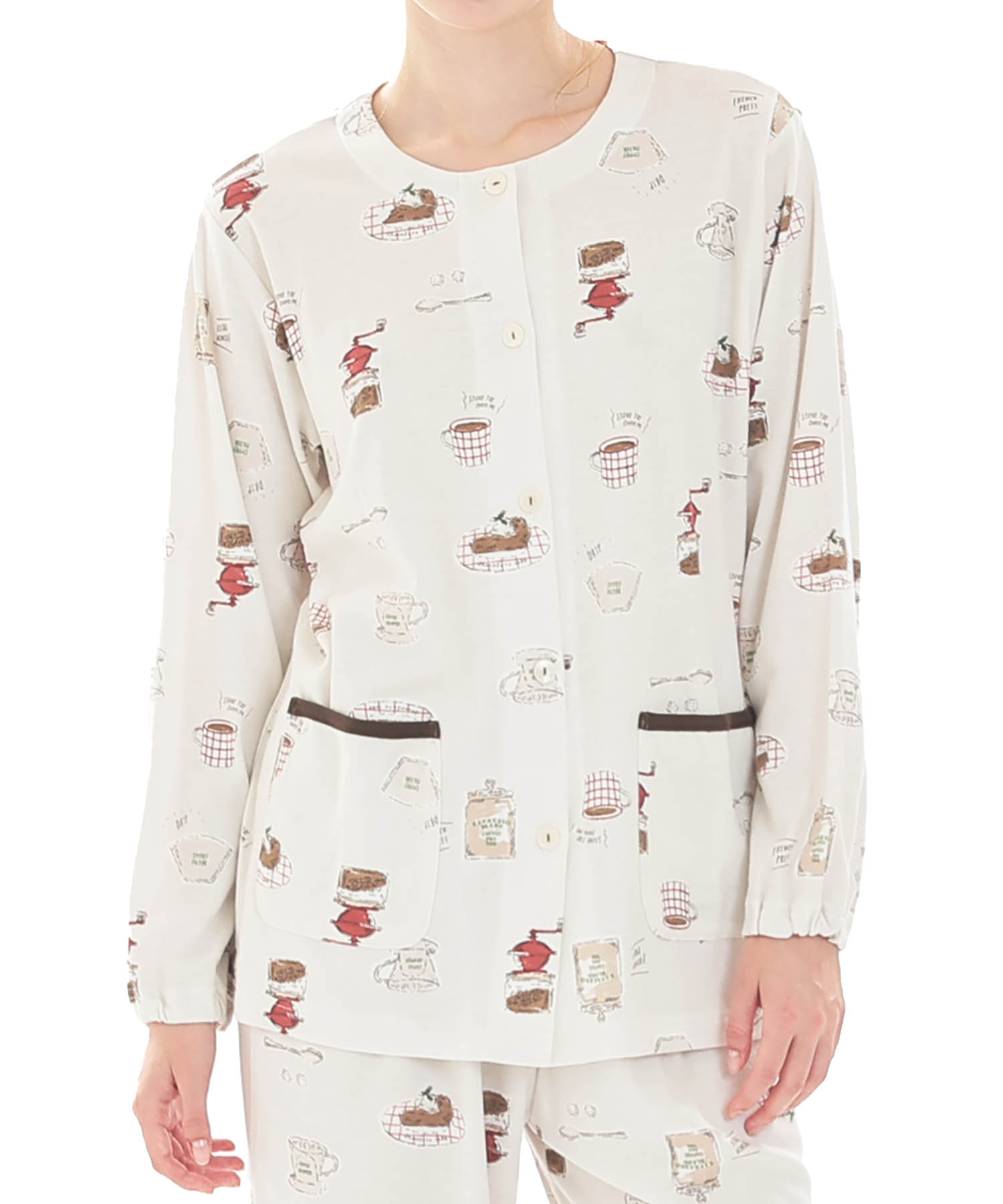 スムースコーヒーパジャマ_パジャマ&ルームウェア-セットアップ_ホワイト_0