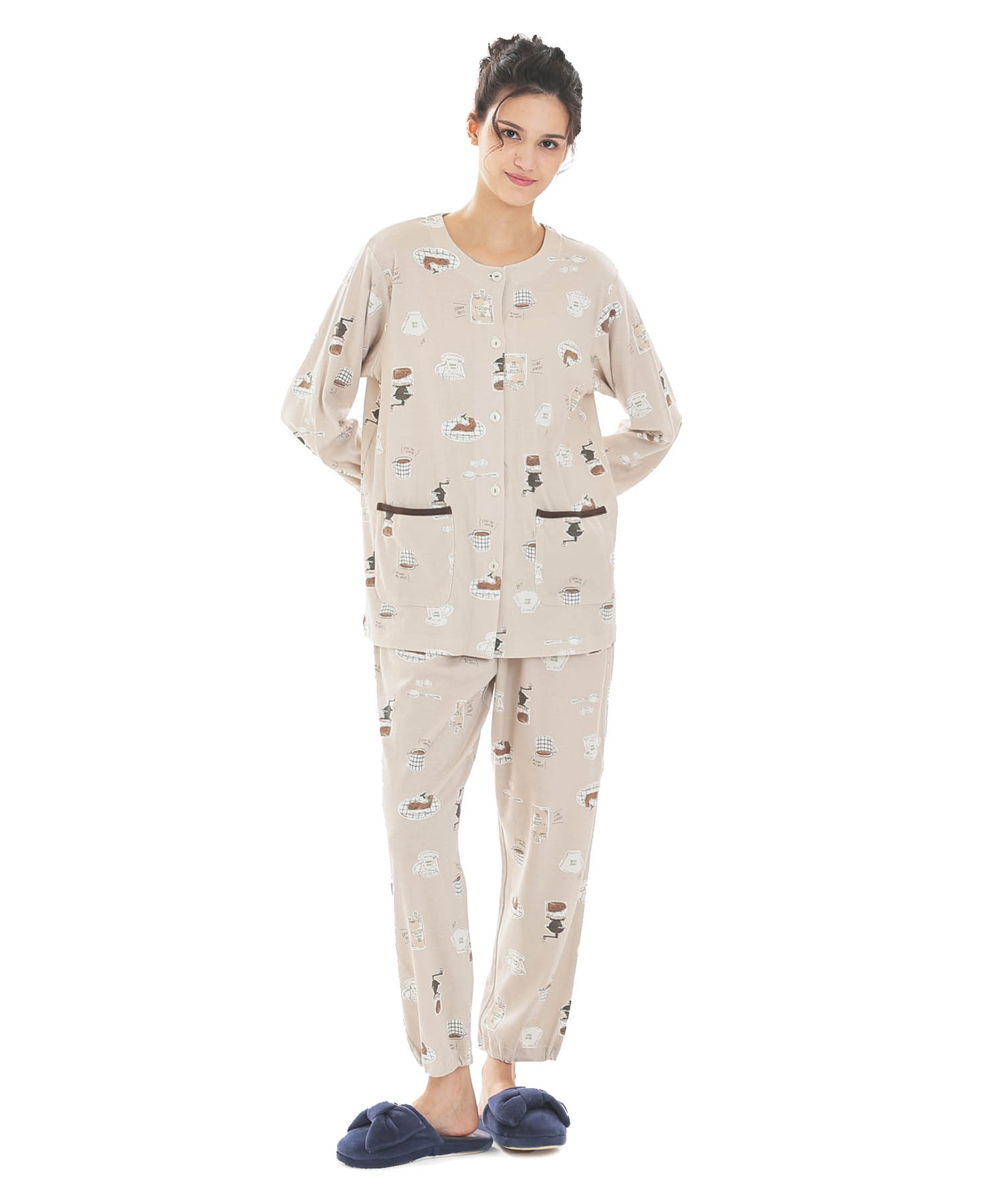 スムースコーヒーパジャマ_パジャマ&ルームウェア-セットアップ_ブラウン_1