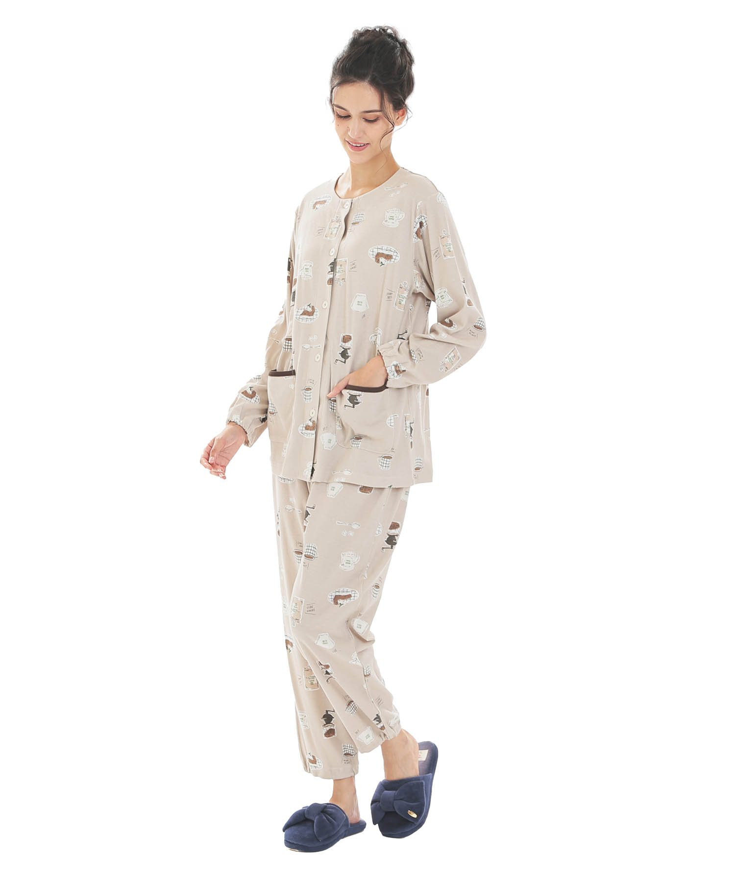 スムースコーヒーパジャマ_パジャマ&ルームウェア-セットアップ_ブラウン_2