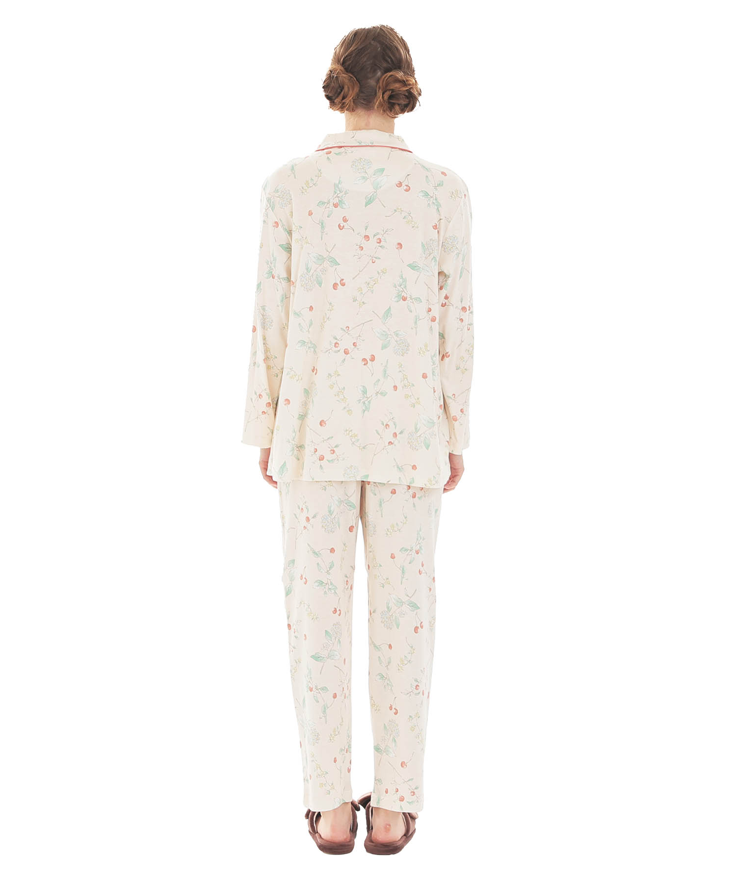 スムースフラワーベリーシャツパジャマ_パジャマ&ルームウェア-セットアップ_オレンジ_6
