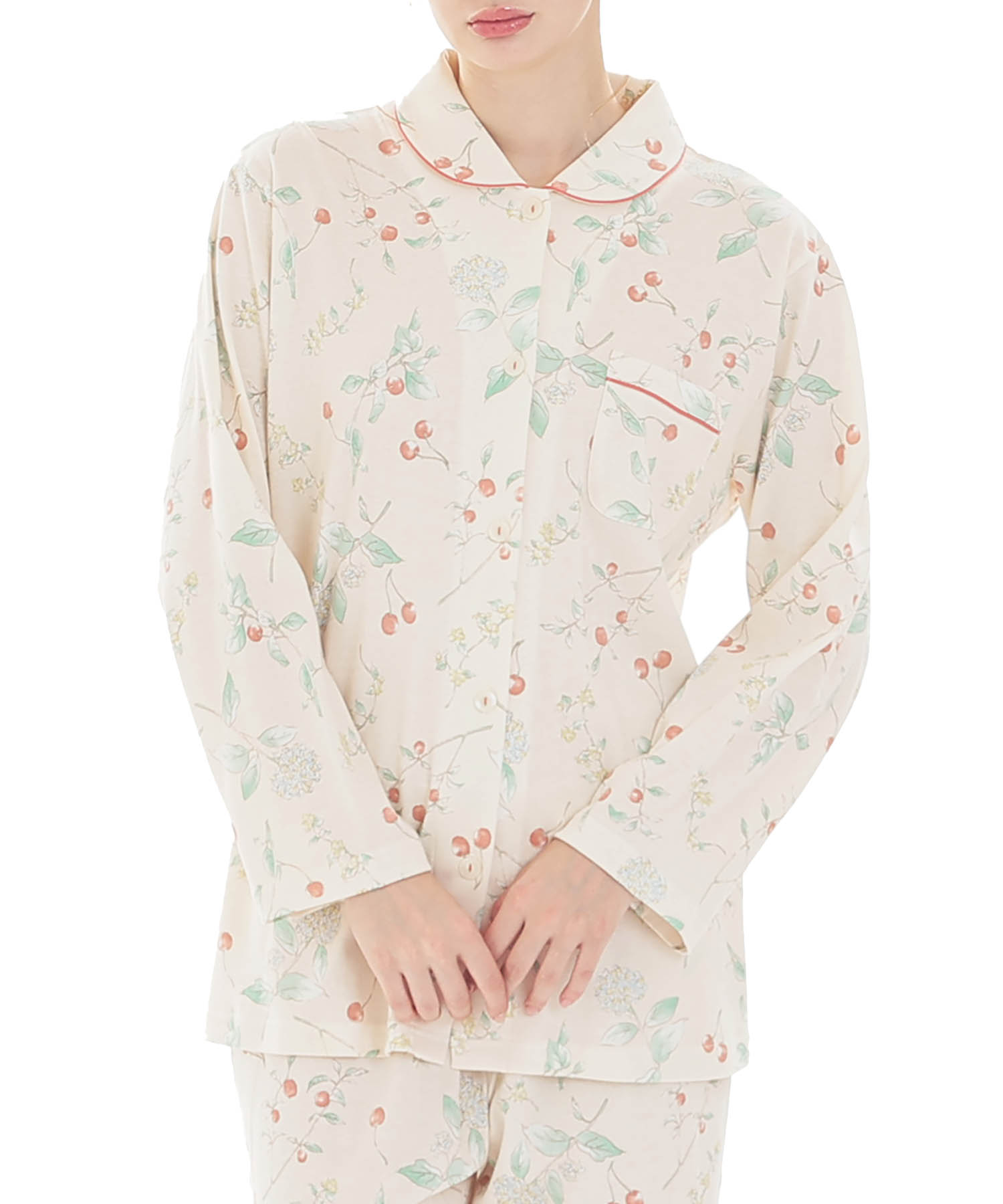 スムースフラワーベリーシャツパジャマ