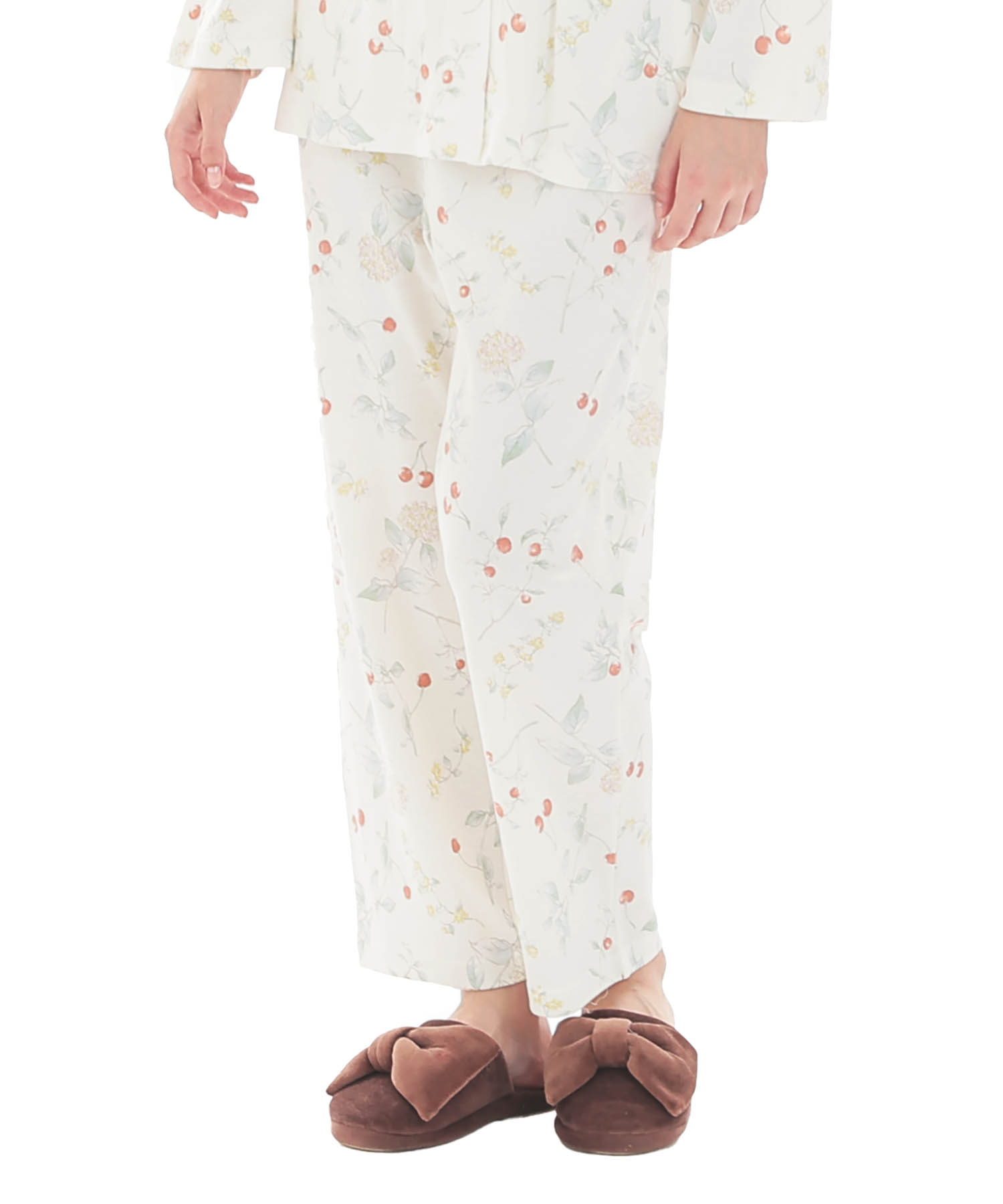 スムースフラワーベリーシャツパジャマ_パジャマ&ルームウェア-セットアップ_ホワイト_5
