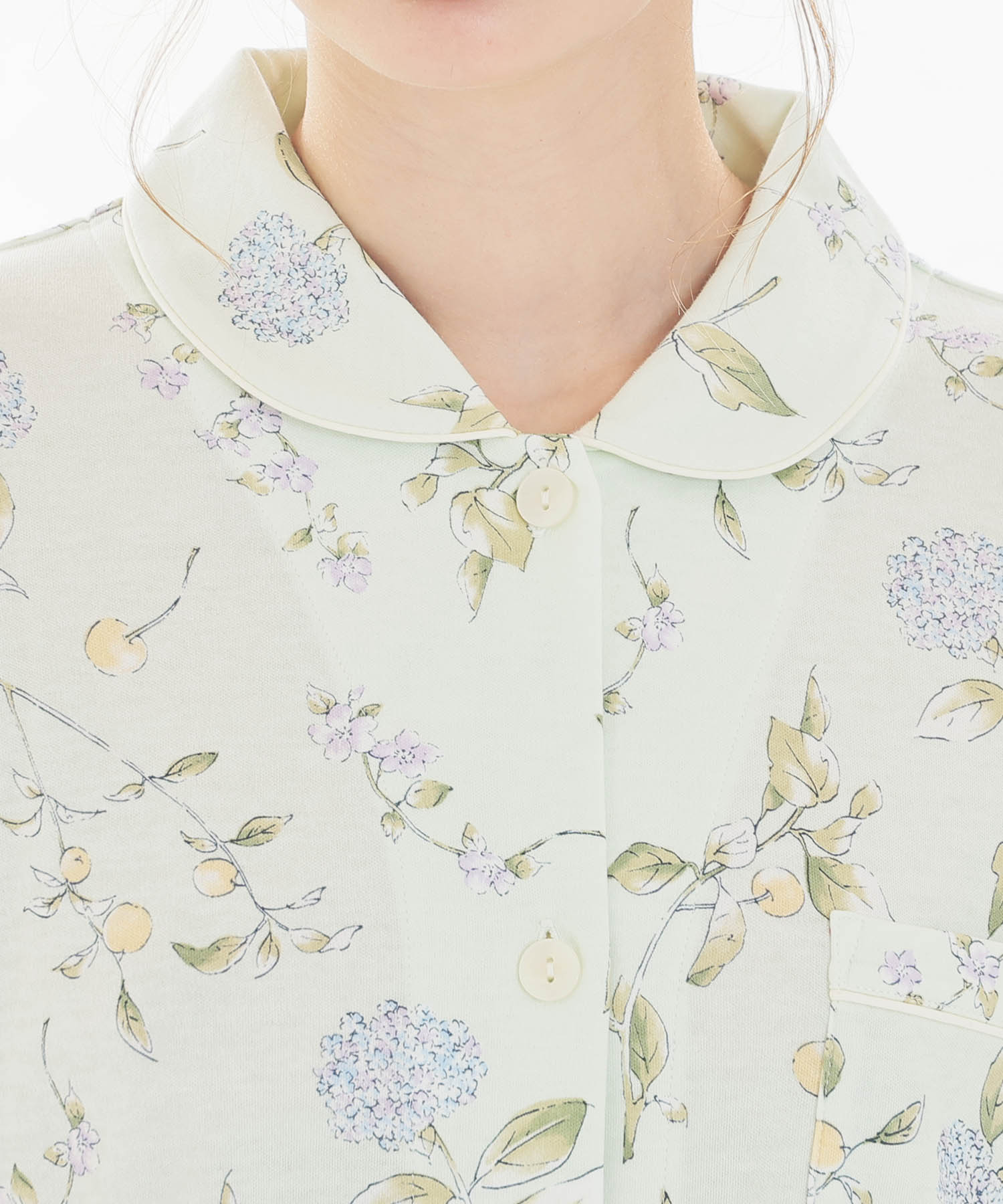 スムースフラワーベリーシャツパジャマ_パジャマ&ルームウェア-セットアップ_グリーン_3