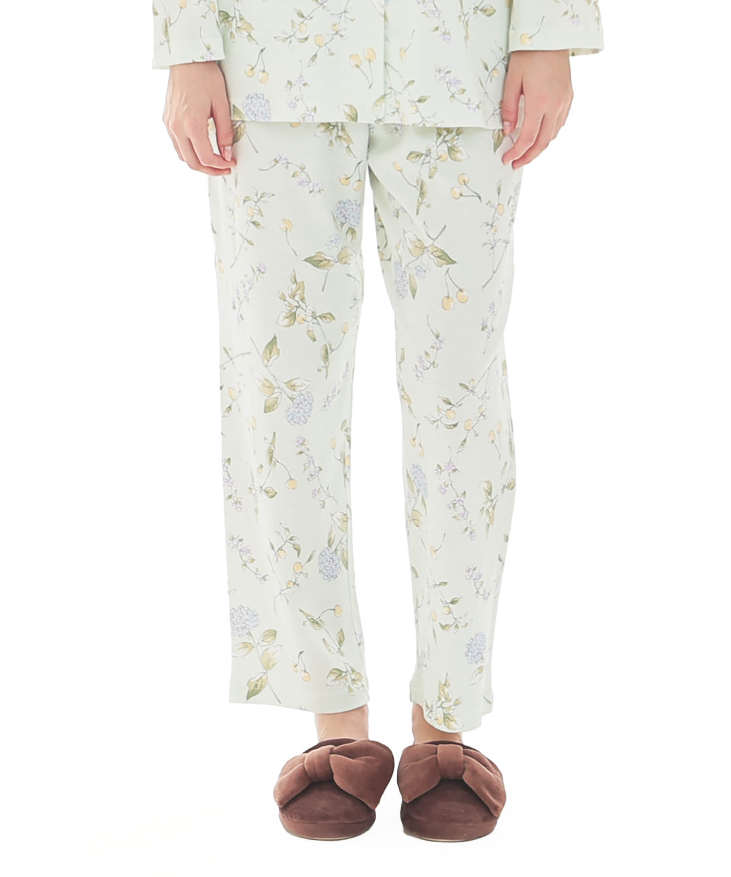 スムースフラワーベリーシャツパジャマ_パジャマ&ルームウェア-セットアップ_グリーン_5