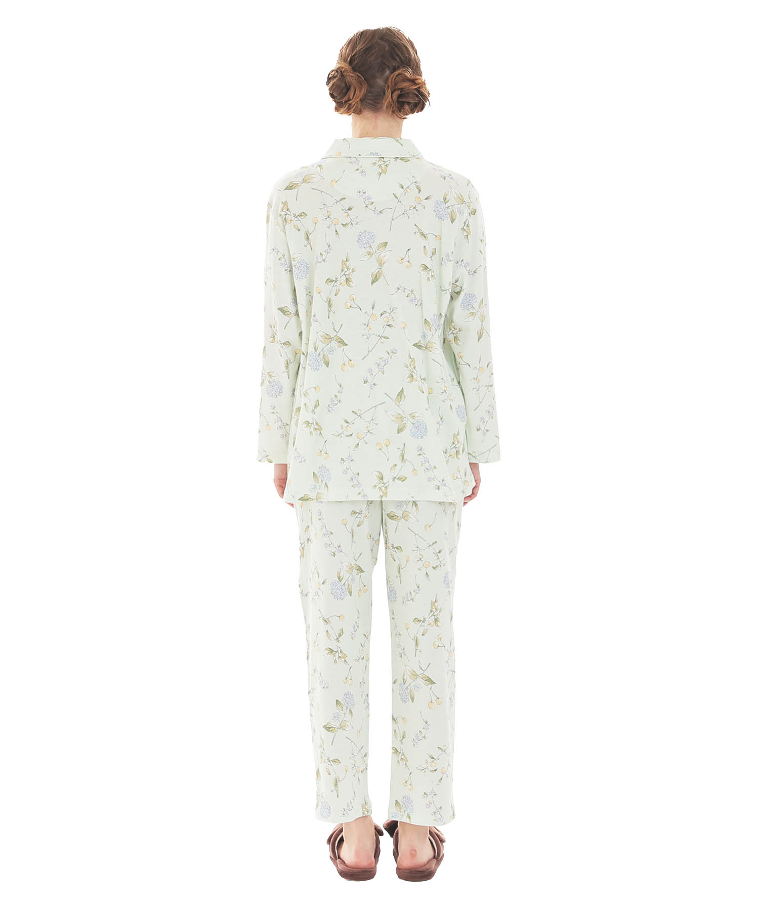 スムースフラワーベリーシャツパジャマ_パジャマ&ルームウェア-セットアップ_グリーン_6