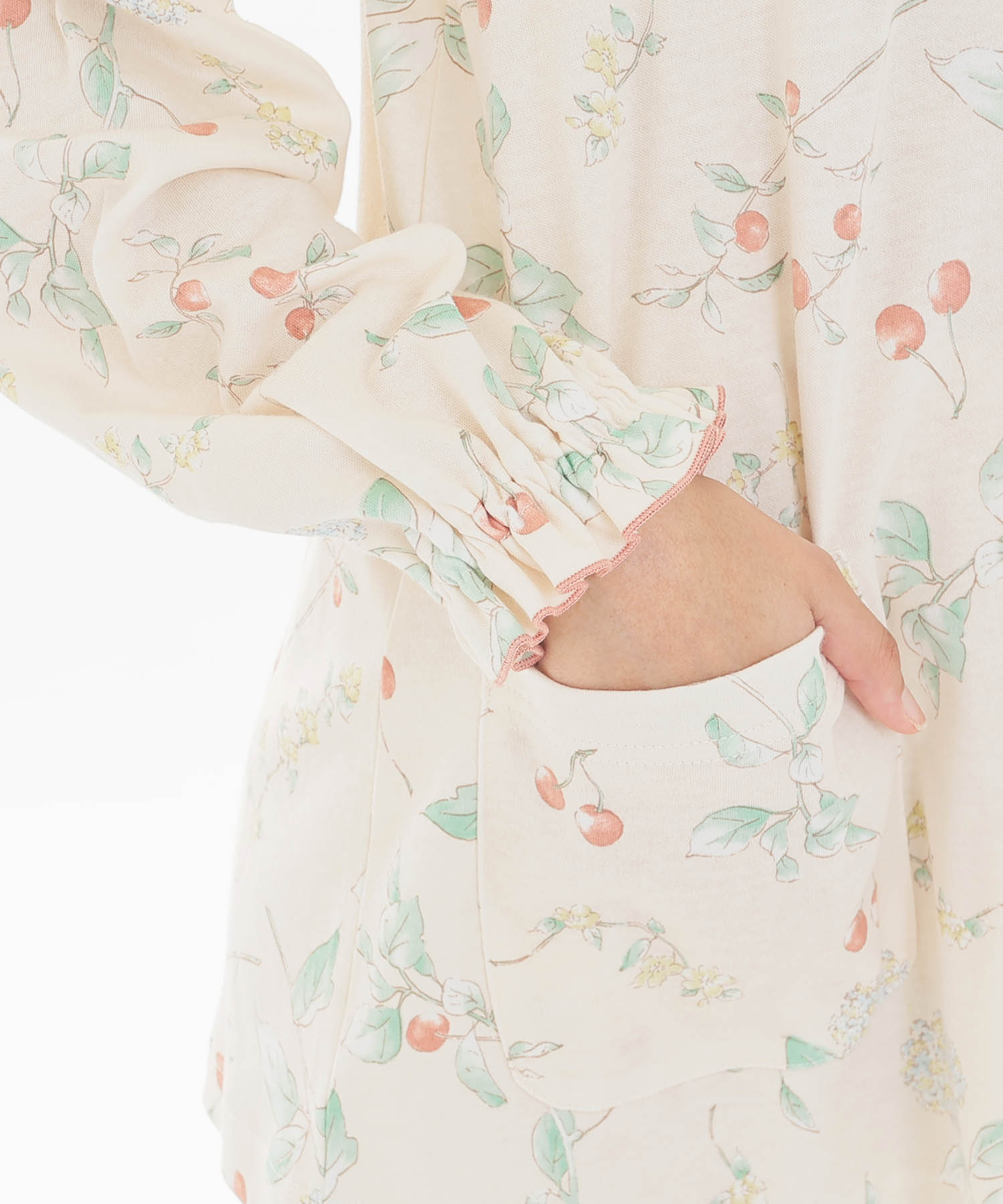 スムースフラワーベリーフリルパジャマ_パジャマ&ルームウェア-セットアップ_オレンジ_4