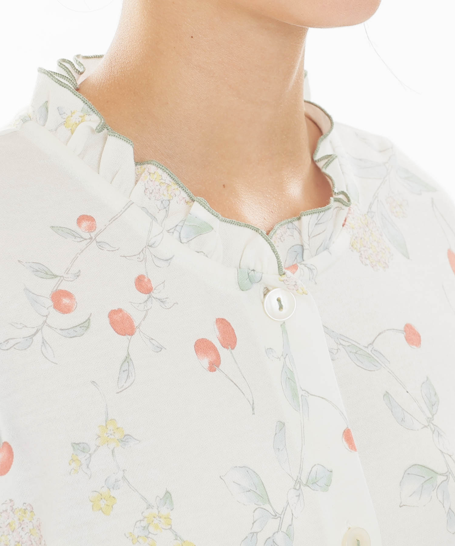 スムースフラワーベリーフリルパジャマ_パジャマ&ルームウェア-セットアップ_ホワイト_3