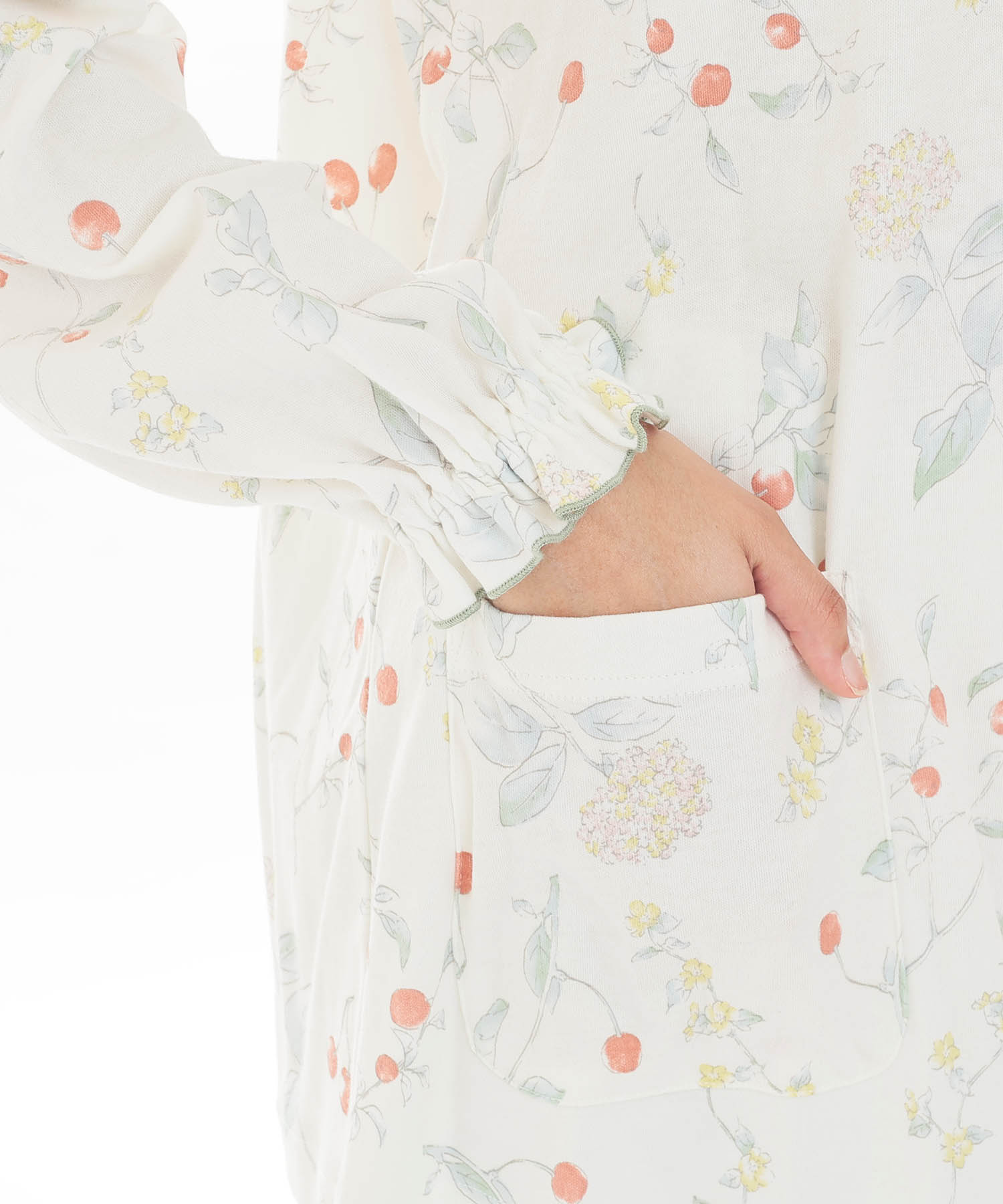 スムースフラワーベリーフリルパジャマ_パジャマ&ルームウェア-セットアップ_ホワイト_5
