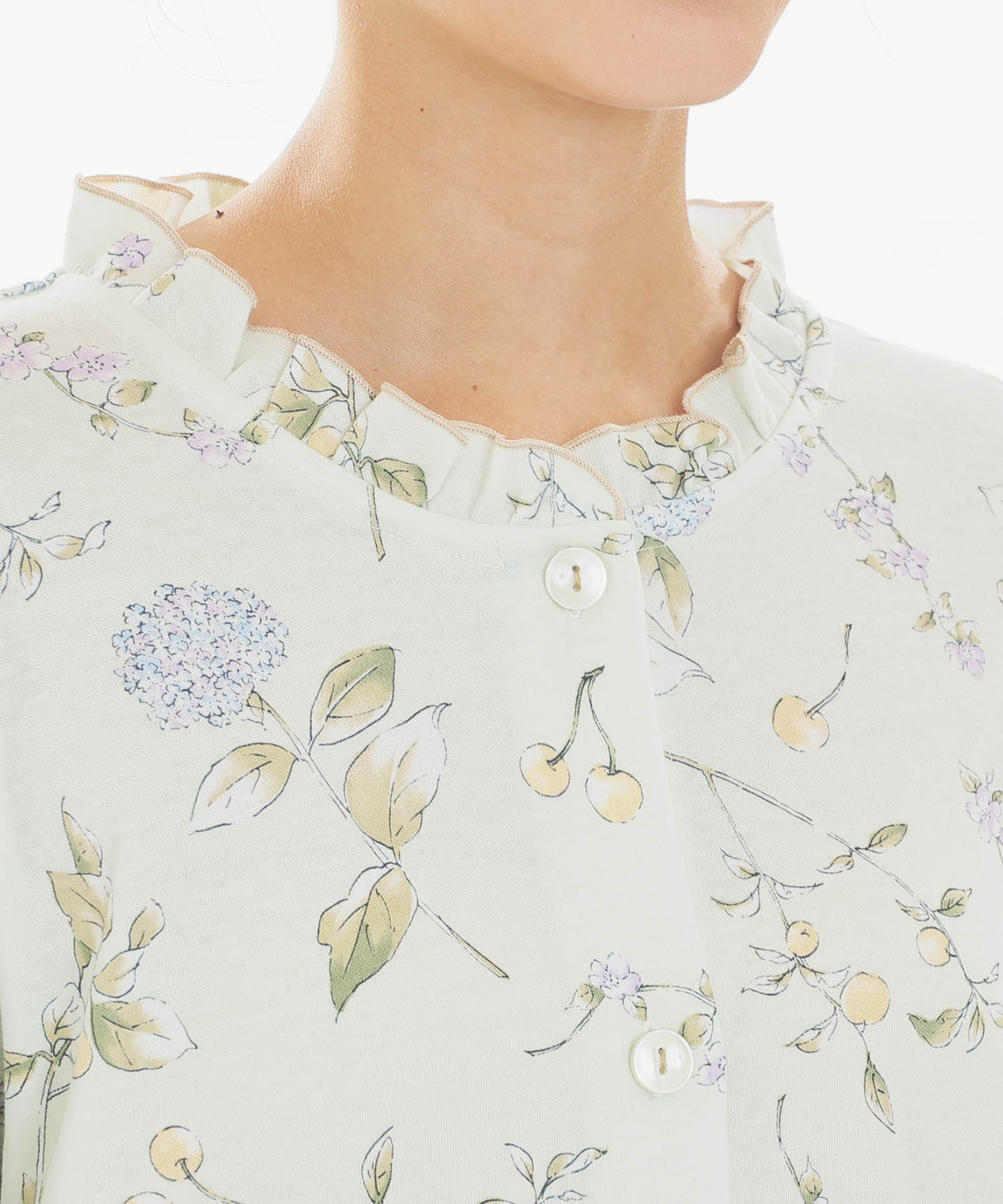 スムースフラワーベリーフリルパジャマ_パジャマ&ルームウェア-セットアップ_グリーン_3