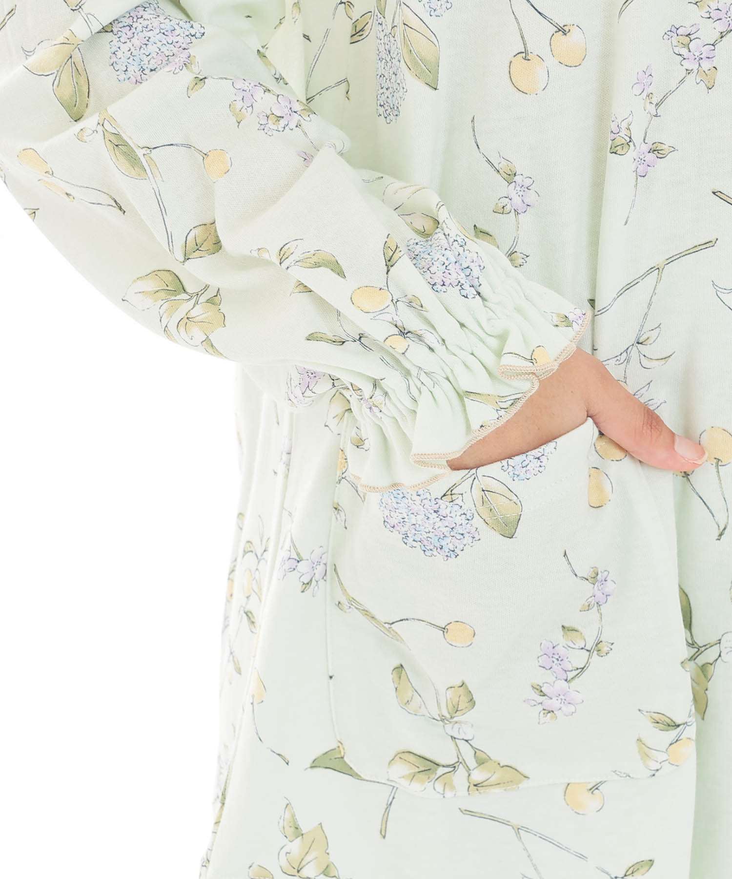 スムースフラワーベリーフリルパジャマ_パジャマ&ルームウェア-セットアップ_グリーン_4