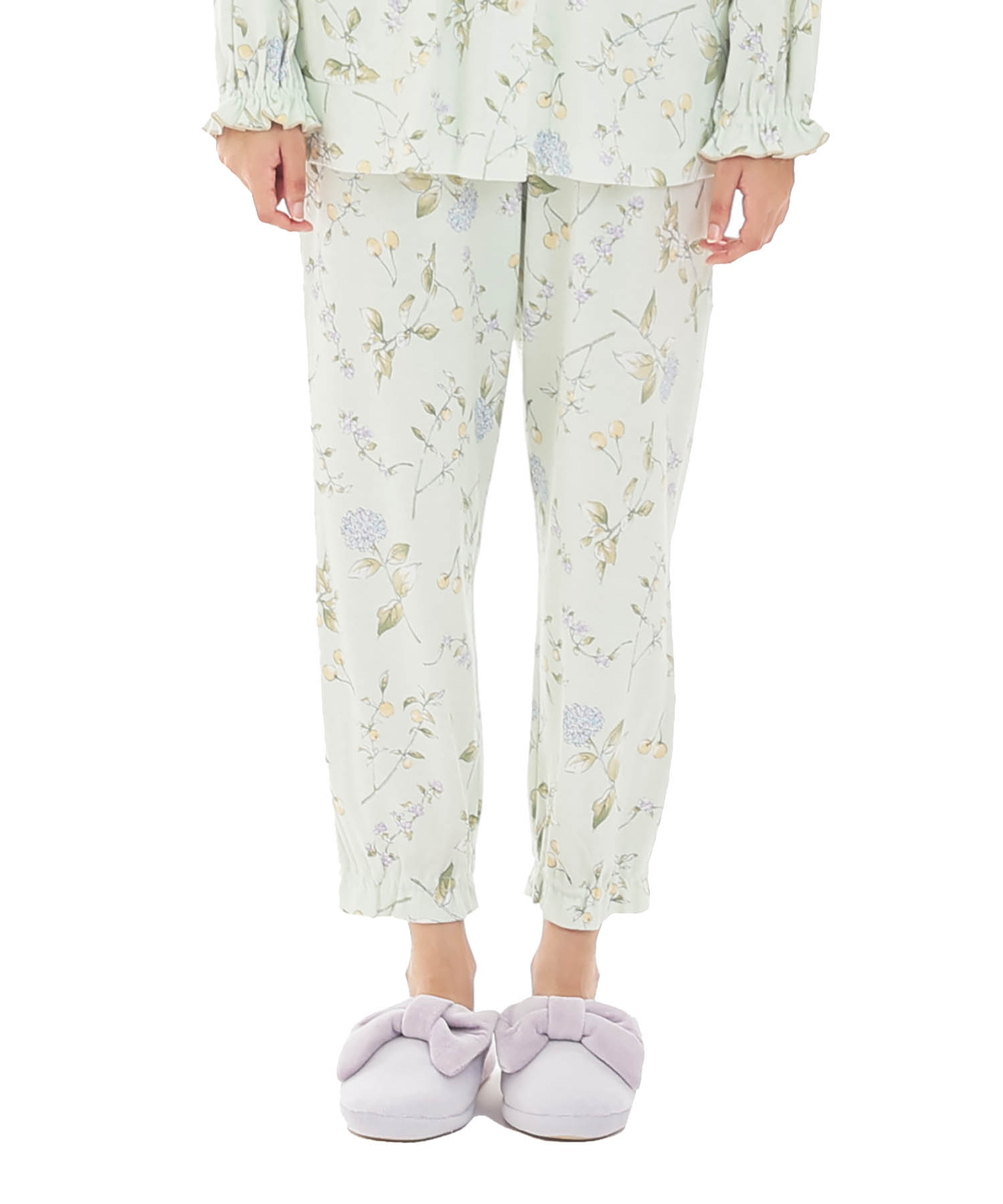 スムースフラワーベリーフリルパジャマ_パジャマ&ルームウェア-セットアップ_グリーン_5