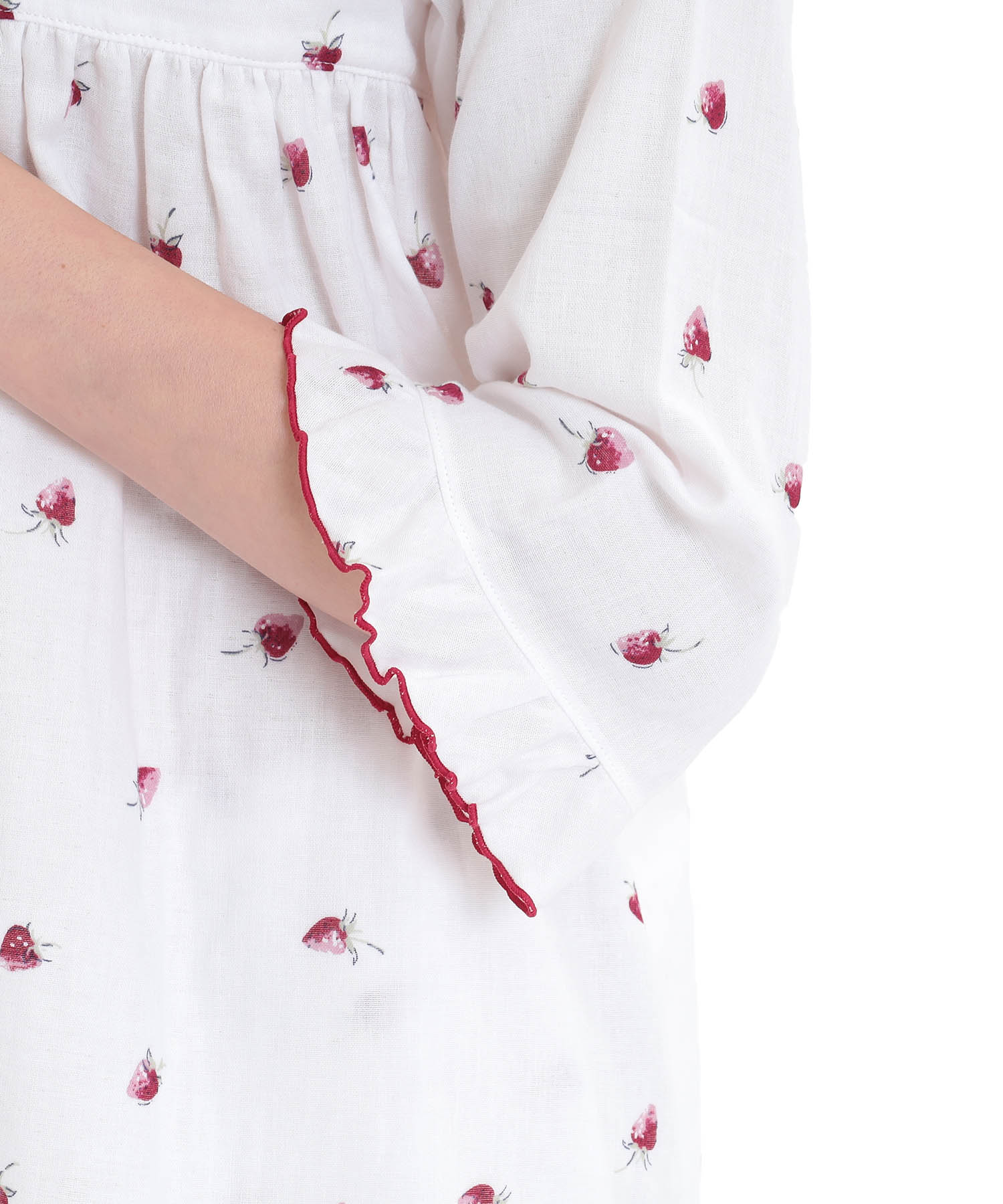 コットンダブルガーゼいちご7分袖パジャマ_パジャマ&ルームウェア-セットアップ_ホワイト_5
