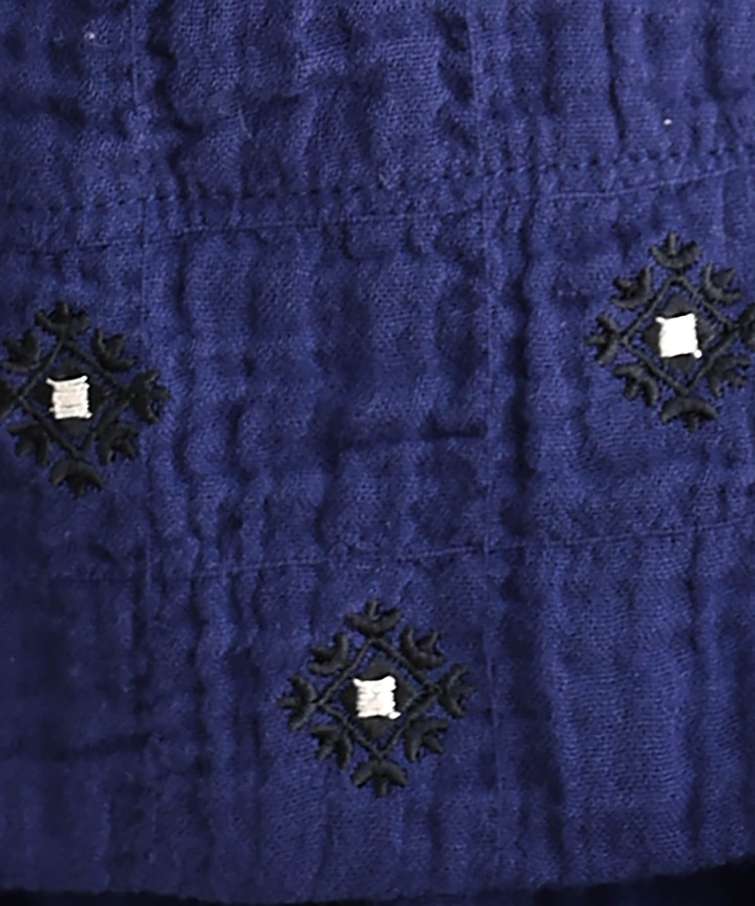 シャーリングダブルガーゼプティ刺繍セットアップ_パジャマ&ルームウェア-セットアップ_ネイビー_5